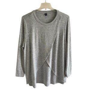 SHEIN Curve Crossover Front Brushed Knit Top Size 3X Pullover Long Sleeve Casual